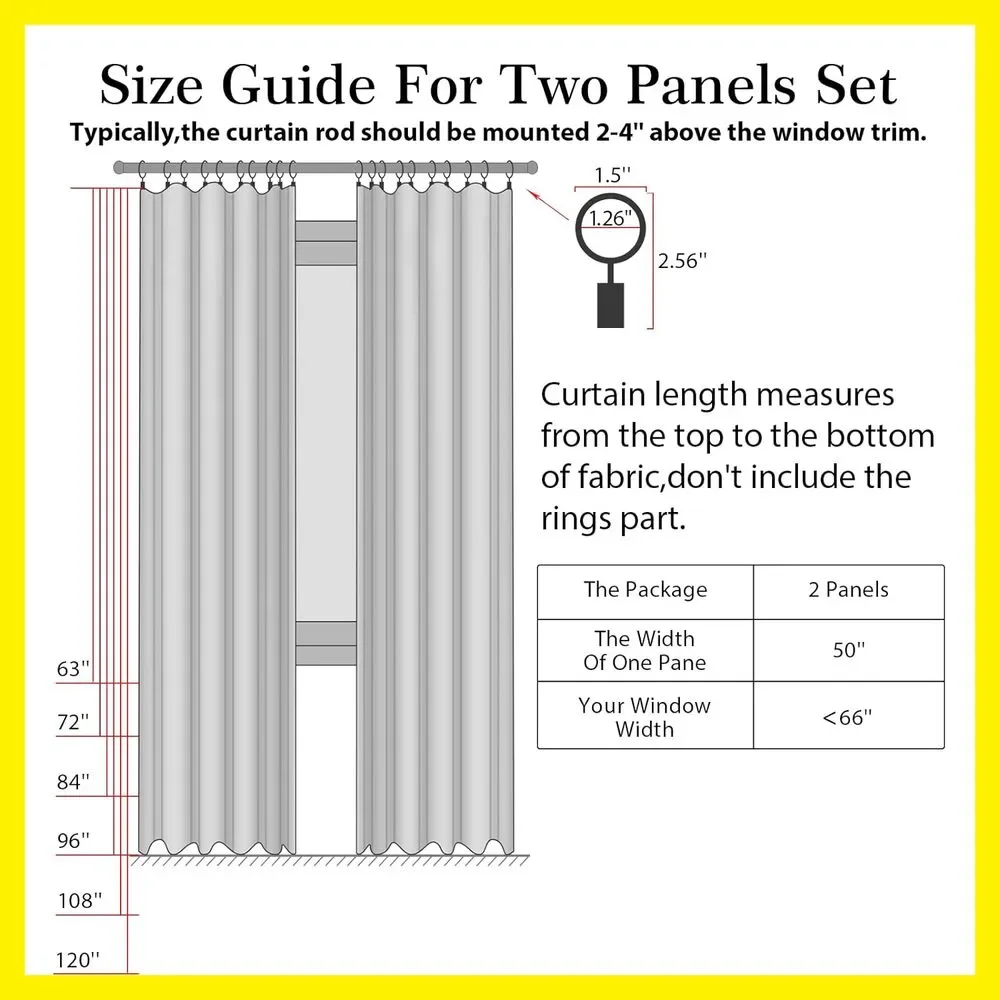 Blackout Curtains for Bedroom 63 In Long/50 in Wide Each Panel, Grey